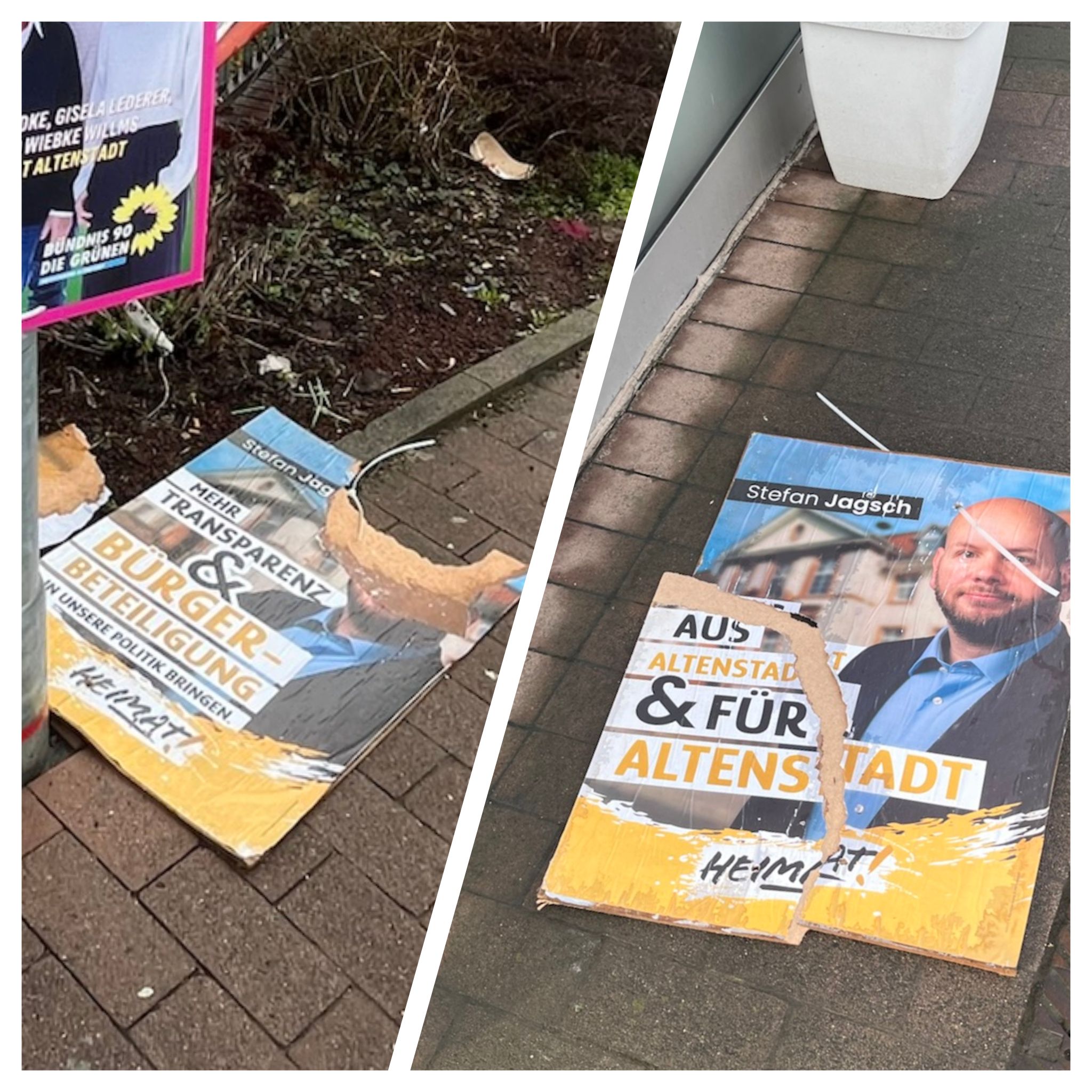 Wahlkampfhelfer der HEIMAT in Altenstadt beim Plakatieren zur Kommunalwahl